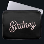 Modern Black Blush Dusty Pink Monogram and Name Laptop Sleeve<br><div class="desc">The Modern Black Blush Dusty Pink Monogram and Name Laptop Sleeve offers a sophisticated blend of black and blush dusty pink with a personalized touch. Designed to protect your laptop in style, this sleeve features a sleek, minimalist design with your monogram and name elegantly displayed. The durable, padded material ensures...</div>