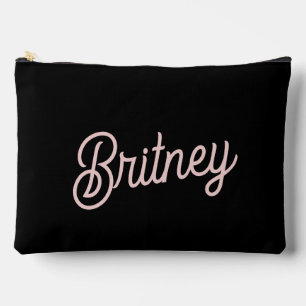 Modern Black Blush Dusty Pink Monogram Name  Accessory Pouch