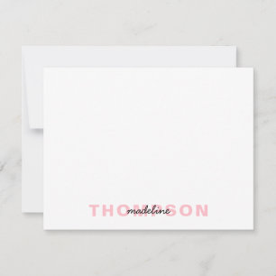 Modern Black Blush Pink Name Minimalist Script Card