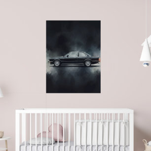 Modern Black BMW Car Watercolor Art – Minimalist V Poster