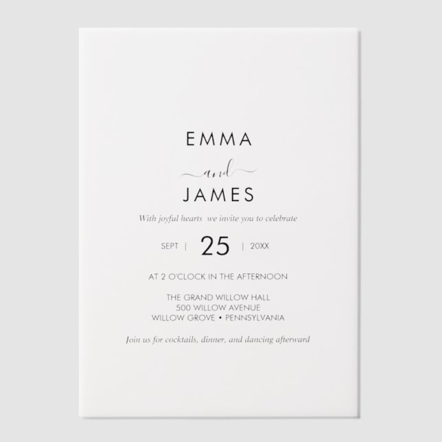 Modern Black Boho Vellum Invitation (Front)