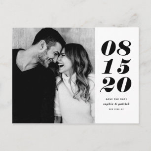 Modern Black Bold Date Typography Save the Date Announcement Postcard