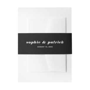 Modern Black Bold Date Typography Wedding Invitation Belly Band