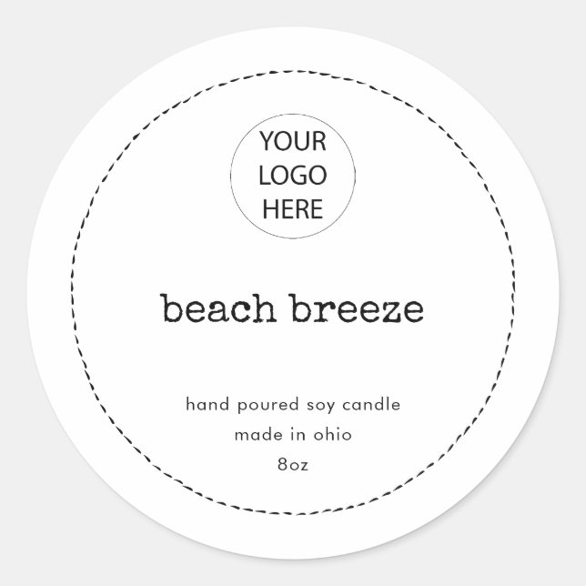 Modern Black Border Candle Cosmetics Your Logo Classic Round Sticker (Front)