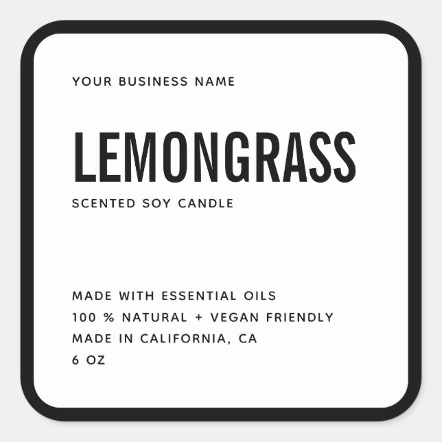 Modern black border candle label (Front)