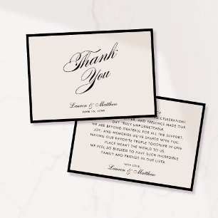 Modern Black Border Ivory Wedding Thank You Card