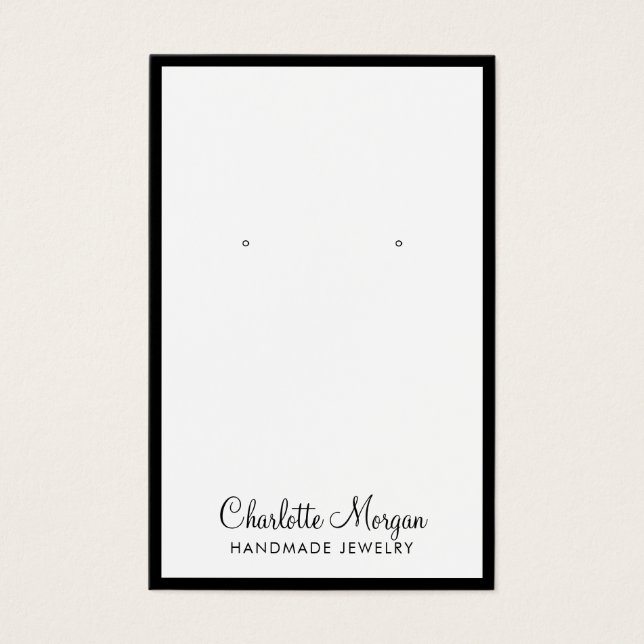 Modern Black Border Jewelry Earring Display Card (Front)