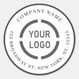 Modern black border logo return address classic round sticker