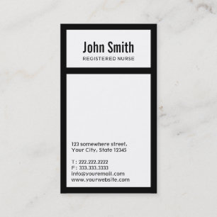 Modern Black Border Nurse Business Card