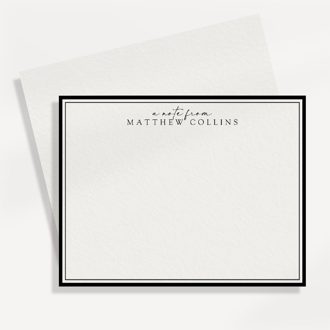 Modern Black Border Personalized Note Card (Creator Uploaded)