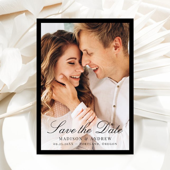Modern Black Border Photo Wedding Save The Date (Creator Uploaded)