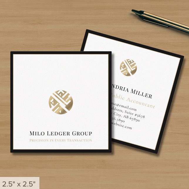 Modern Black Border Square Business Card (Creator Uploaded)