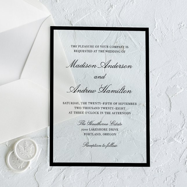 Modern Black Border Wedding Acrylic Invitations (Creator Uploaded)