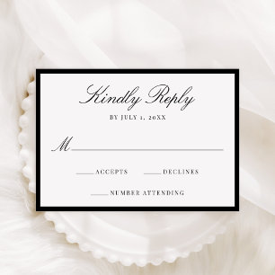 Modern Black Border Wedding RSVP Card