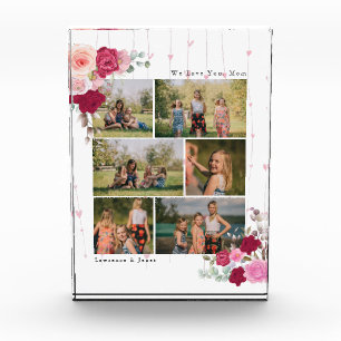 Modern Black Botanical Floral Mom 6 Photo Collage Block