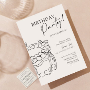 Modern Black Bow 30th Birthday Party Typography Invitation