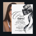 Modern Black Bow 30th Birthday Photo  Invitation<br><div class="desc">Birthday party invitation elegant cute dusty pink watercolor bow with  cute gold pink crown modern  birthday invitation template. Elegant stylish birthday invitation is full of fun and cute design elements.</div>