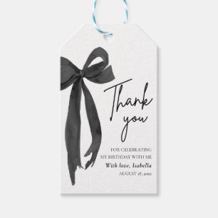 Modern Black Bow Coquette Birthday Thank You  Gift Tags