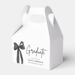 Modern Black Bow Coquette Graduate Graduation Favor Box