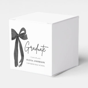 Modern Black Bow Coquette Graduate Graduation Favor Box