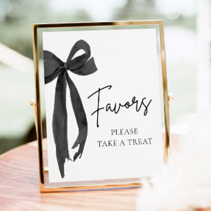 Modern Black Bow Graduation Party Favours Sign
