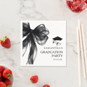 Modern Black Bow Graduation Party Napkin