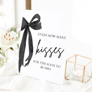 Modern Black Bow Guess How Many Kisses Game Pedestal Sign