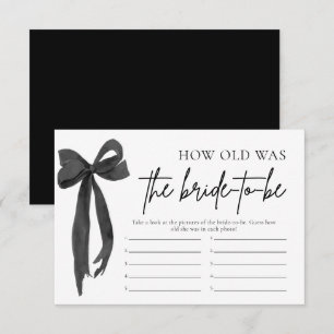 Modern Black Bow How Old Was The Bride To Be Game Invitation
