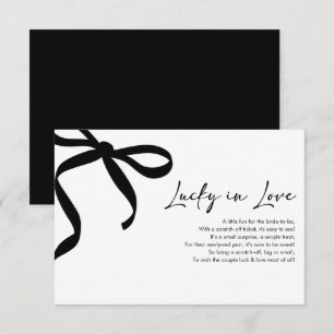 Modern Black Bow Lucky in Love Lottery Ticket Thank You Card