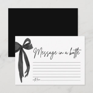 Modern Black Bow Message In A Bottle Game Card