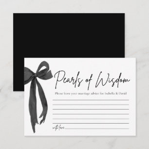 Modern Black Bow Pearls of Wisdom Bridal Shower Invitation