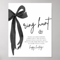 Modern Black Bow Ring Hunt Bridal Shower Game Sign
