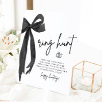 Modern Black Bow Ring Hunt Bridal Shower Game Sign