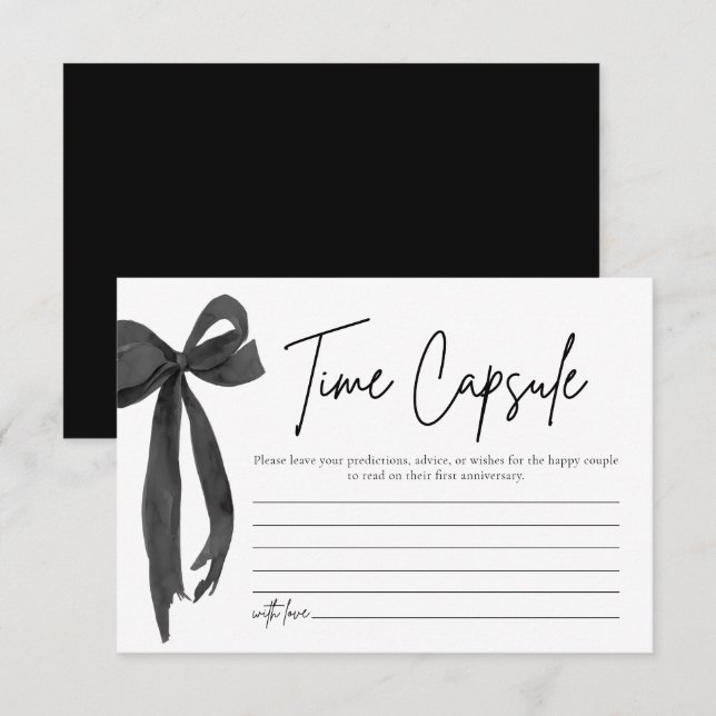 Modern Black Bow Time Capsule Bridal Shower Game Invitation (Front/Back)