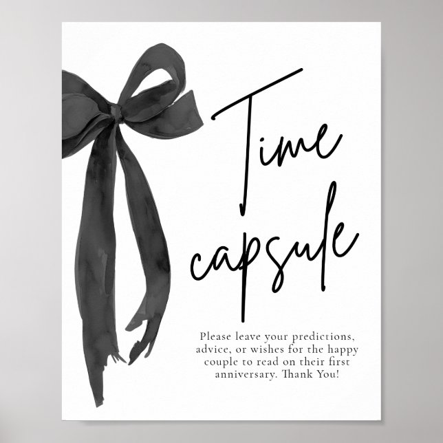 Modern Black Bow Time Capsule Game Sign (Front)