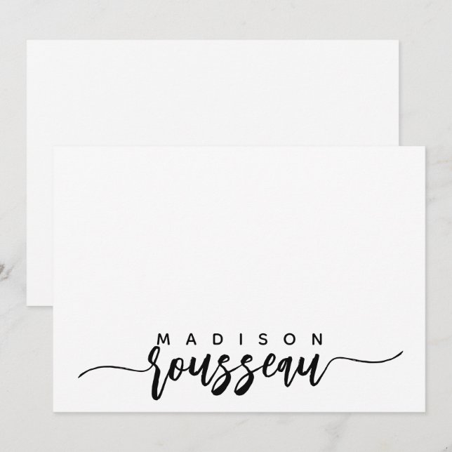 Modern Black Brush Script Name Personalized  Card (Front/Back)