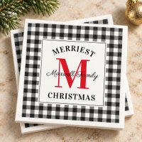 Modern Black Buffalo Check Merriest Christmas