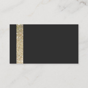 Modern black Business Card RSVP with gold line