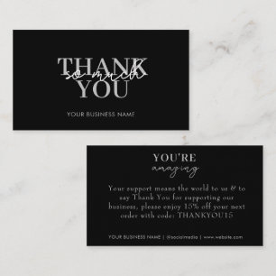 Modern Black Business Elegant Thank You Business Card