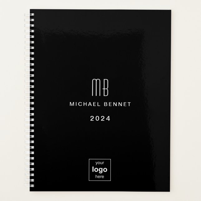 Modern Black Business Logo 2024  Planner (Front)