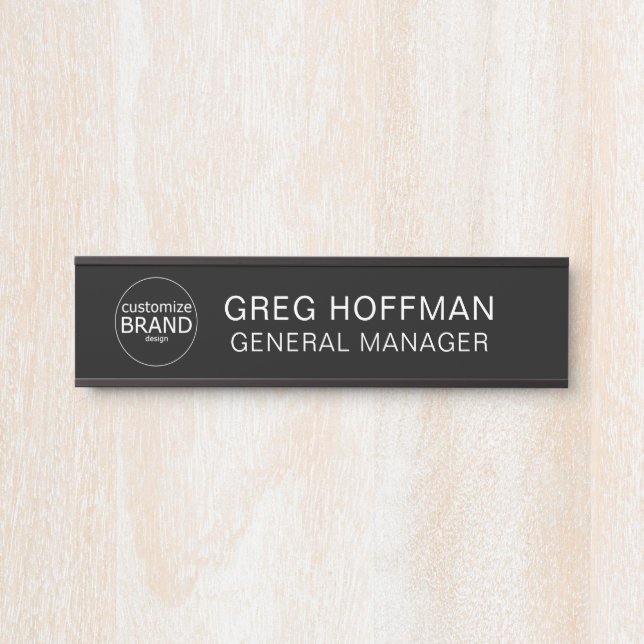 Modern Black Business Logo Company Office Door Sig Door Sign (Front)