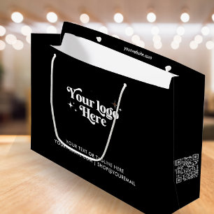Modern Black Business Logo QR Code   Large Gift Bag
