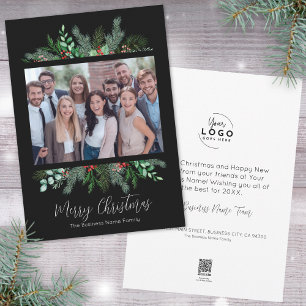Modern Black Business Merry Christmas Holiday Card