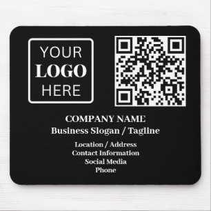 Modern Black Business Name Logo QR code Mouse Pad