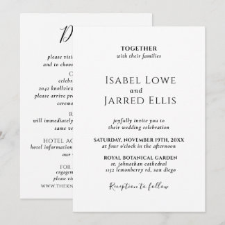 Modern Black Calligraphy All in One Wedding Invitation