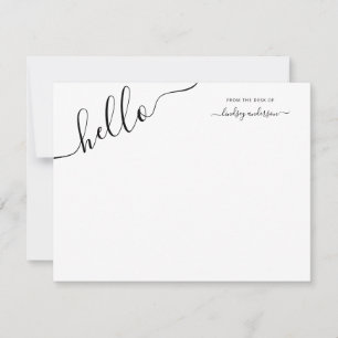 Modern Black Calligraphy Hello Personalized Card