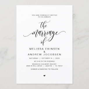 Modern Black Calligraphy, Marriage Invitation