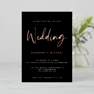 Modern Black Calligraphy Script Wedding Gold 