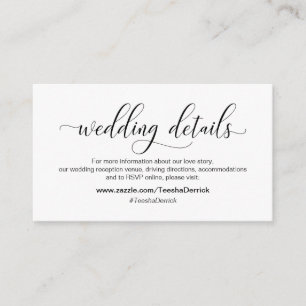 Modern black calligraphy, Wedding Details, website Enclosure Card