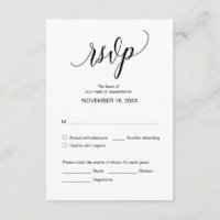 Modern Black Calligraphy, Wedding Dinner RSVP